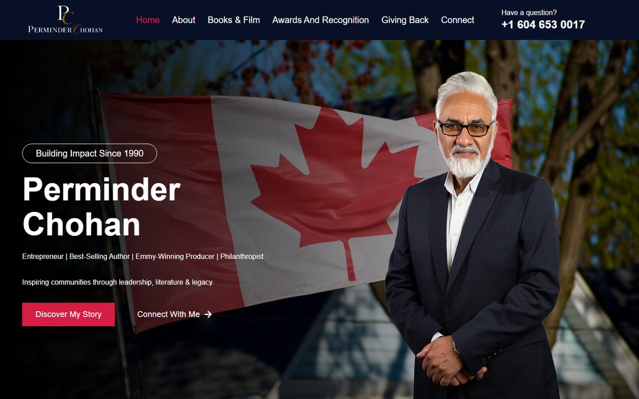 Perminder Chohan website homepage — entrepreneur, author and philanthropist
